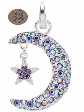 Kirks Folly 𝑺𝒕𝒆𝒍𝒍𝒂 𝑳𝒖𝒏𝒂 Open Ring Charm Pendant Silvertone